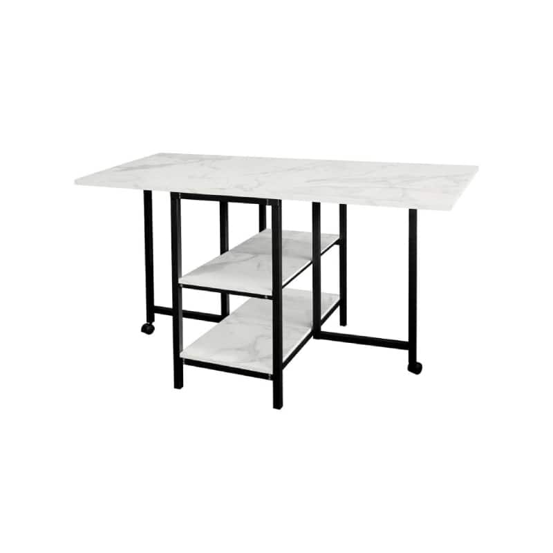 Stamp n Camp - FOLDING DINING TABLE WITH STORAGE SHELVES - Black