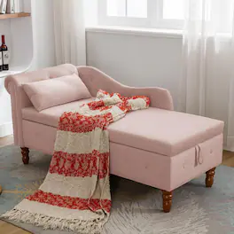 Trinkets Crazed - Tufted Upholstered Velvet Rolled Arm Chaise Lounges Indoor Chair Right Arm Facing Chaise Lounge - Pink