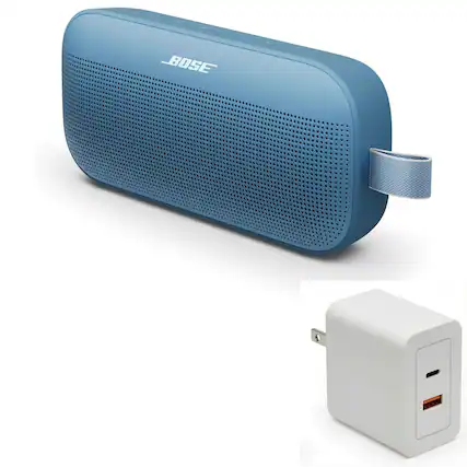 Front. Bose - Bose SoundLink Flex Bluetooth Speaker (2nd Gen) Bundle with Fast Charger - Portable (Blue Dusk) - Blue Dusk.