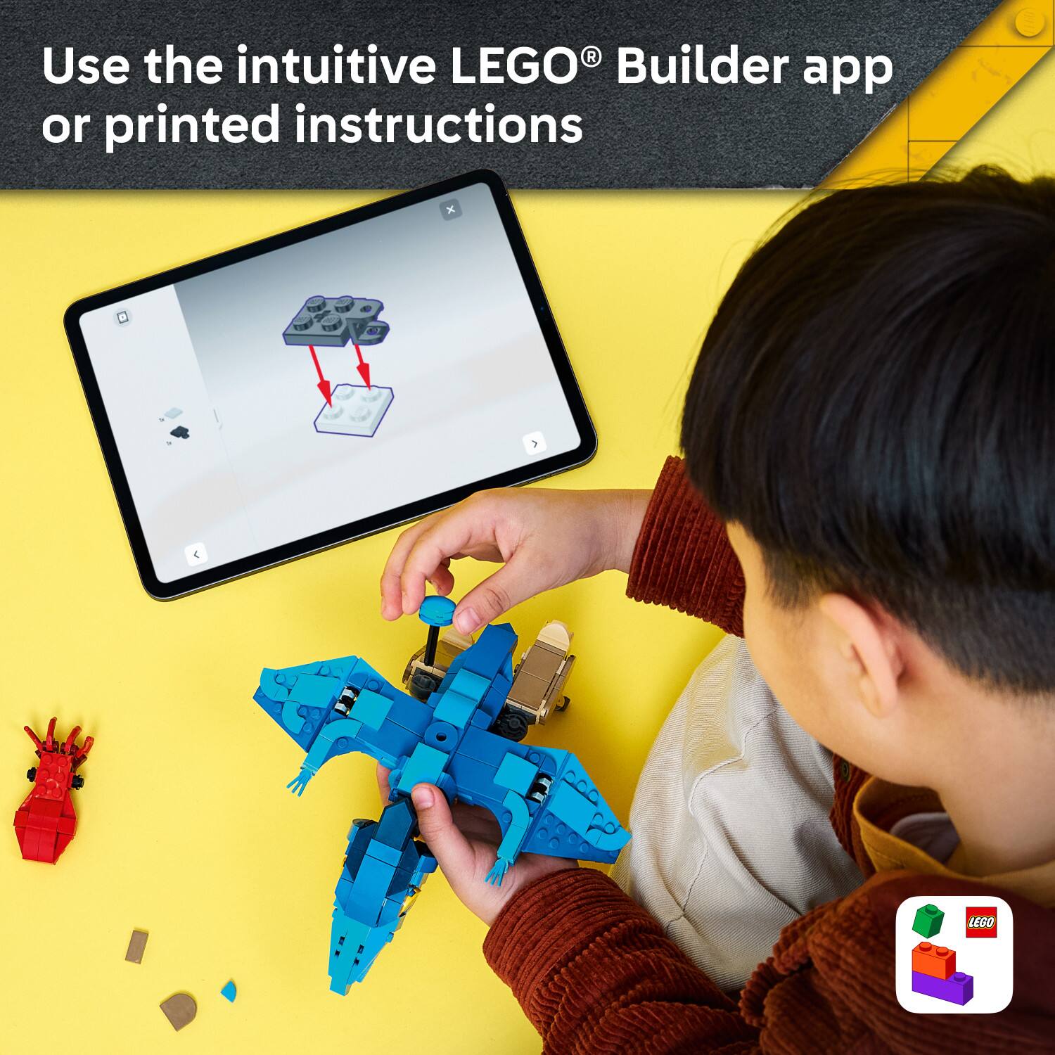 Use the intuitive LEGO® Builder app or printed instructions