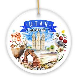 OrnamentallyYou - Artistic Utah State Themes and Landmarks Christmas Ornament Circle - Multi-colored