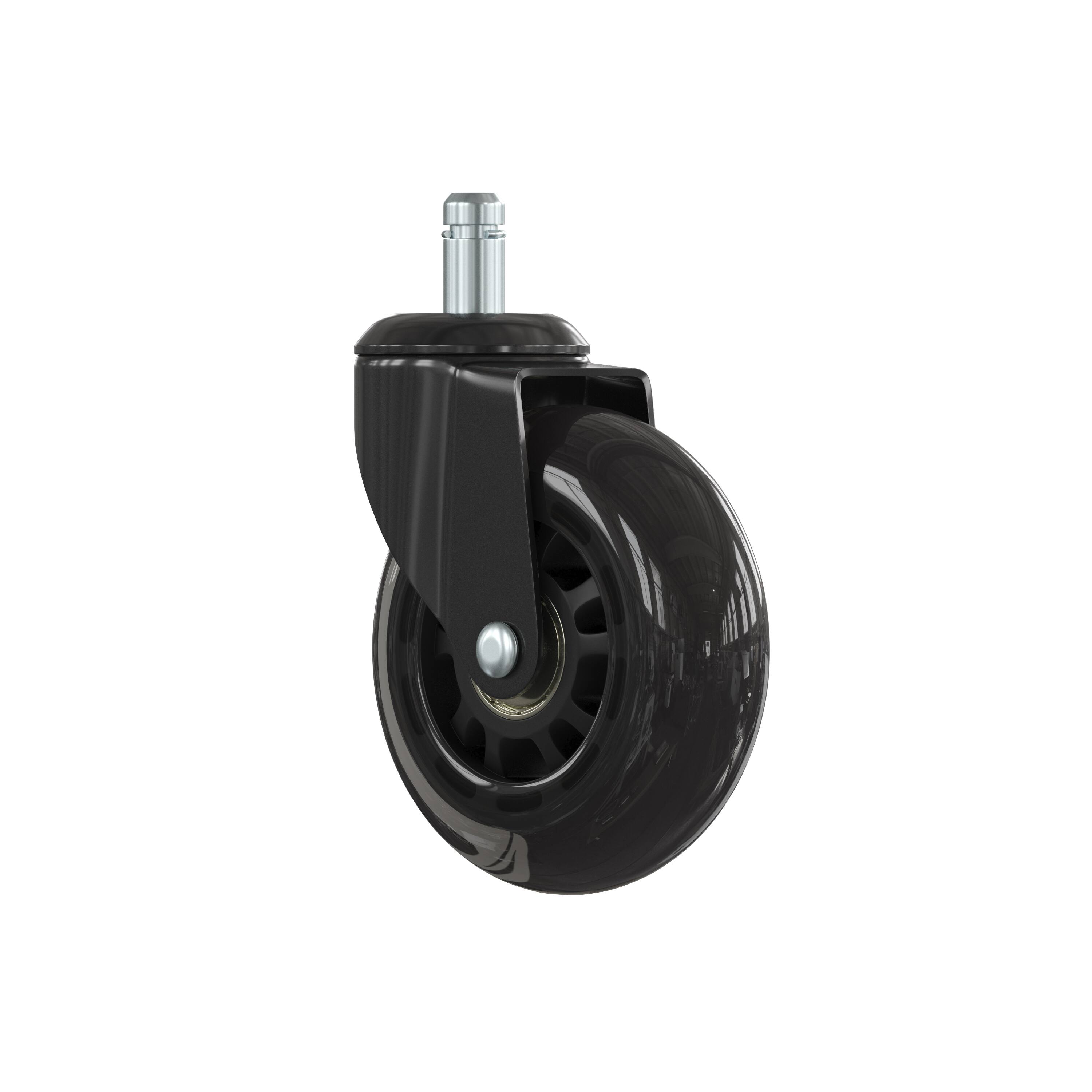 Alt View 10. Emma + Oliver - Set of 5 Polyurethane Rollerblade Wheel Replacement Casters with Steel Frame for Home Office Chairs - Black/Clear.