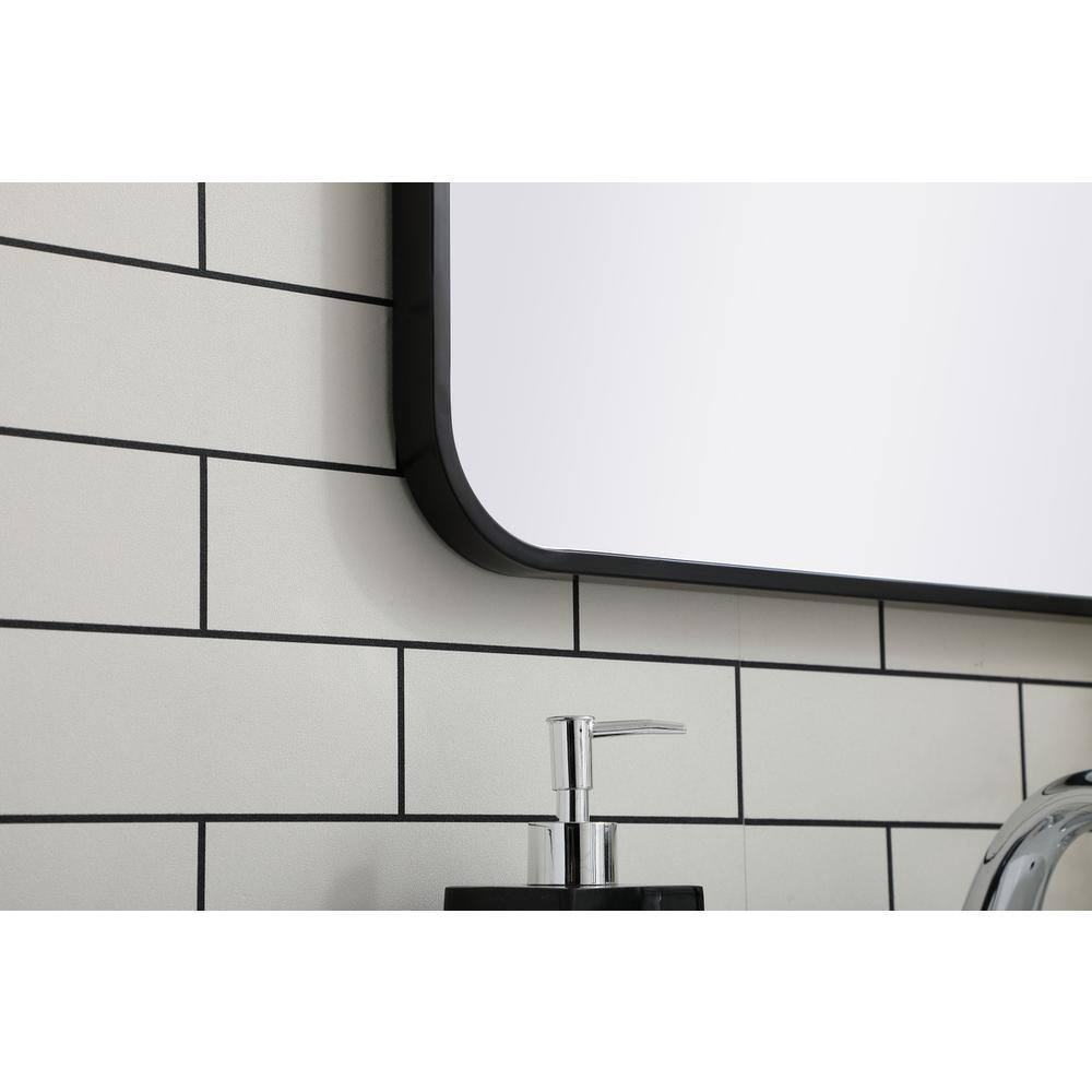 Alt View 2. Elegant Decor - Soft corner metal rectangular mirror 22x36 inch in Black - Black.