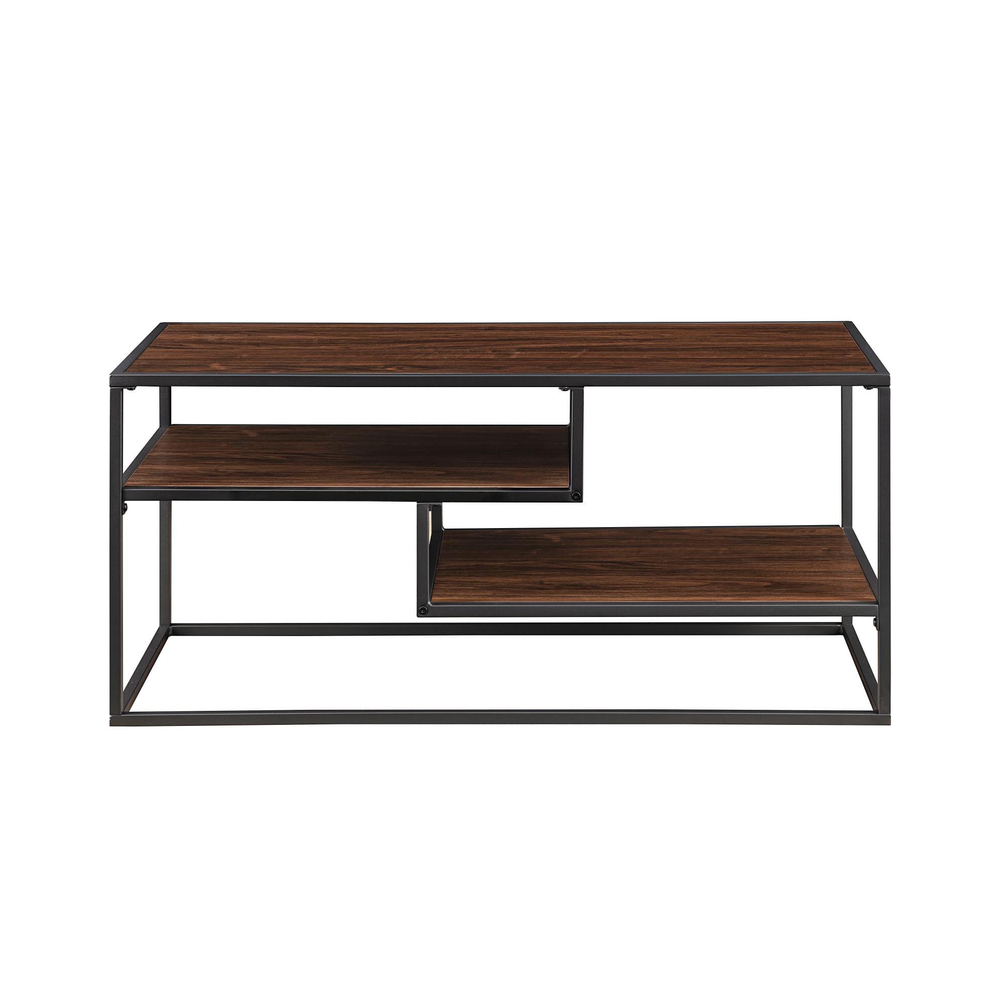 Front. Walker Edison - Industrial TV Stand - Dark Walnut.