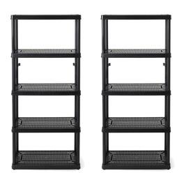 Gracious Living - 5 Shelf Ventilated Medium Duty Storage Unit, (2 Pack) - Black