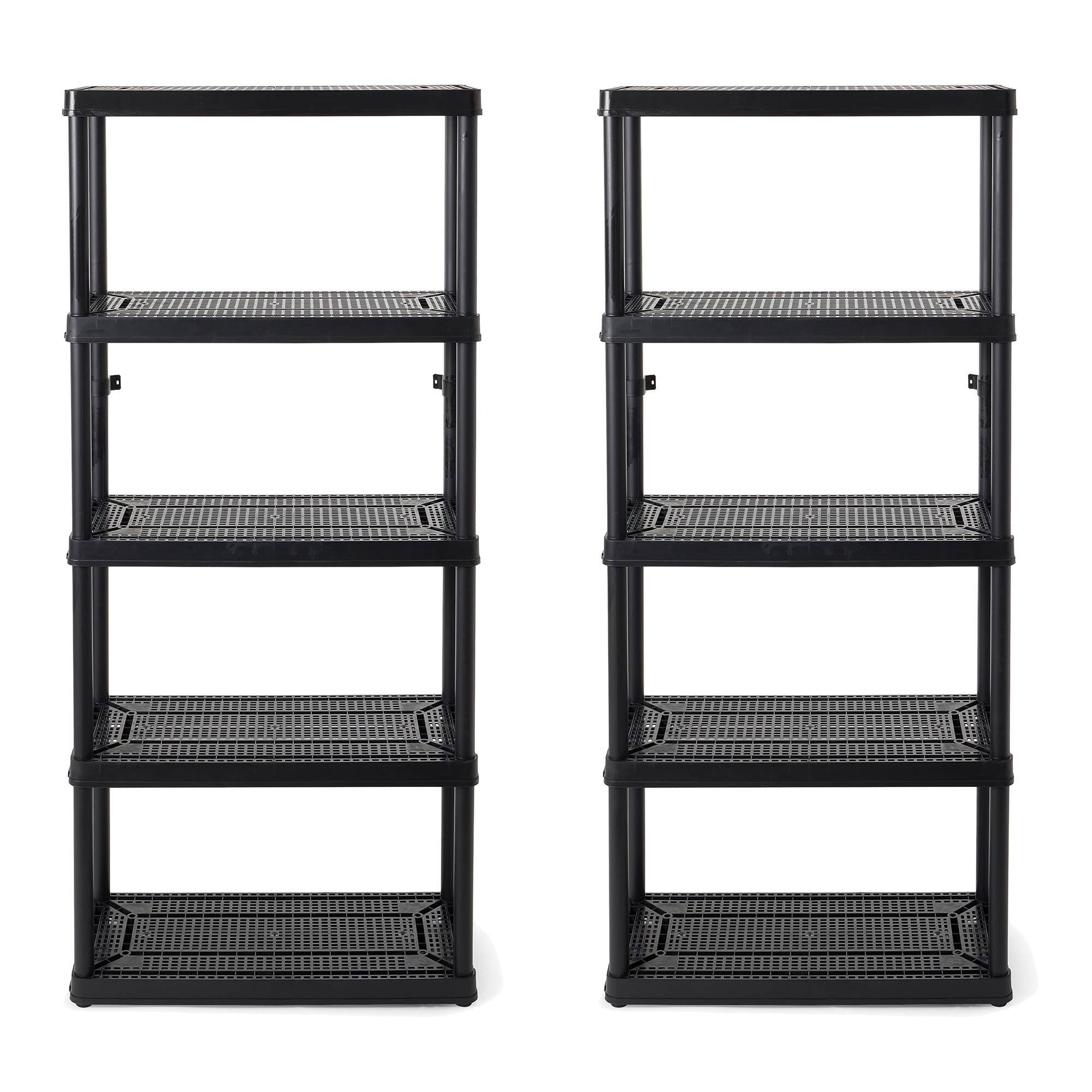 Front. Gracious Living - Gracious Living 5 Shelf Ventilated Medium Duty Storage Unit, Black (2 Pack) - Black.
