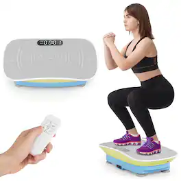 Costway - Vibration Plate Exercise Machine with 10 Speed Intensities Remote for Home Fitness - Green+Blue