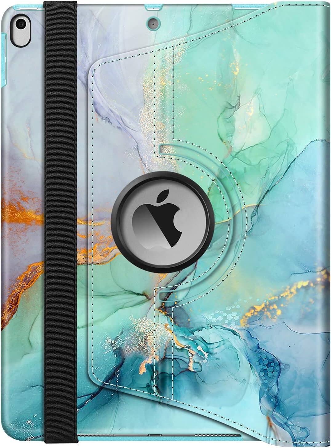 Alt View 4. Fintie - Rotating Case for iPad Air 3rd Generation 2019 / iPad Pro 10.5" 2017 360° Swivel Stand Shockproof Protective Cover - Emerald Marble.