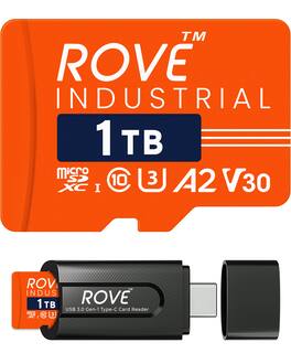 ROVE - Industrial microSDXC High Endurance Memory Card with USB 3.0 Card Reader, 100MB/s Read Speed, C10, U3, V30, 4K, A2