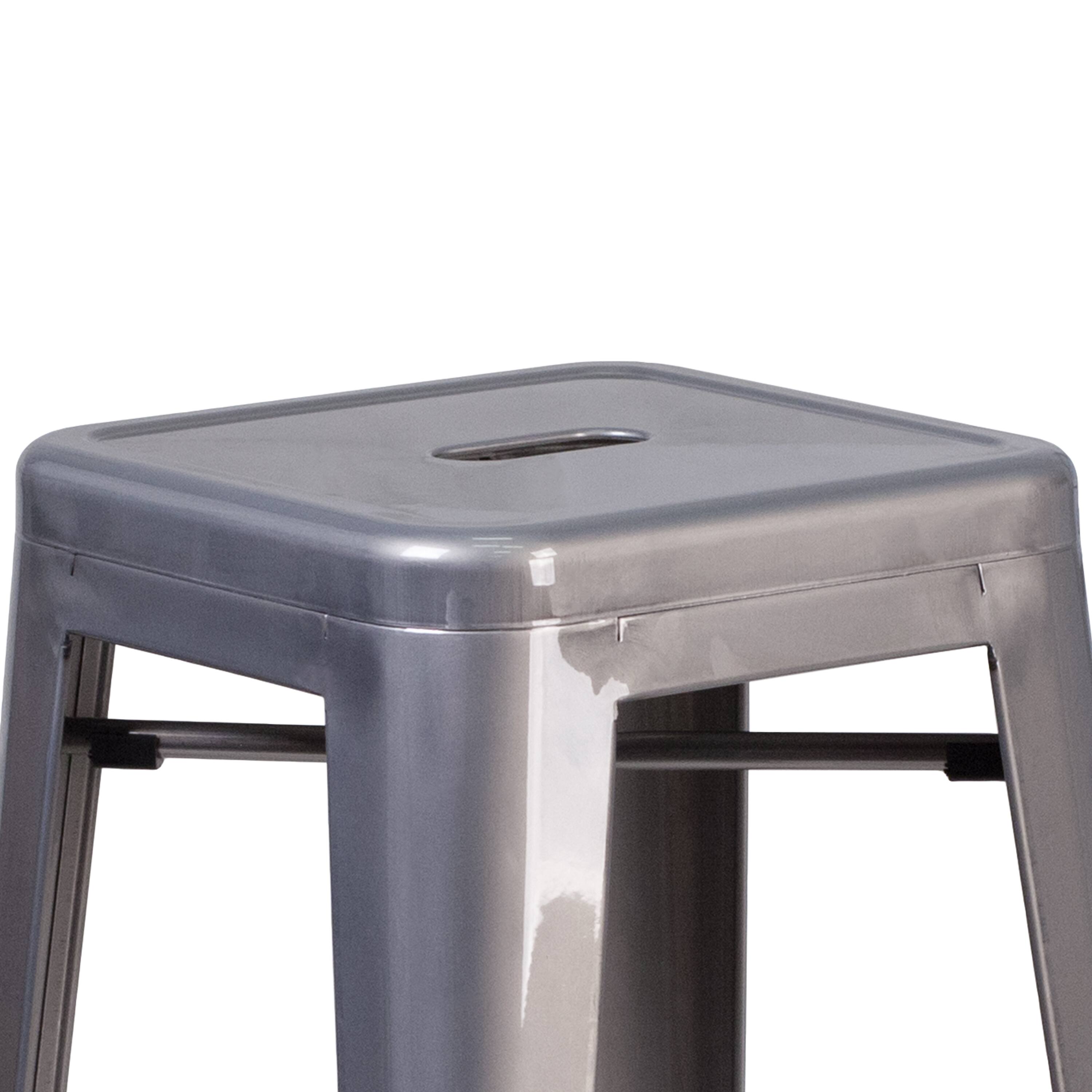 Alt View 5. Emma + Oliver - 30'' High Backless Metal Indoor Barstool with Square Seat - Clear Coated.