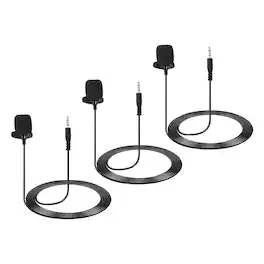 Unique Bargains - Lavalier Lapel Microphone 3.5mm Straight Stereo 4-Pole Condenser Mic 1.5m Wired Omnidirectional 3pcs - Black
