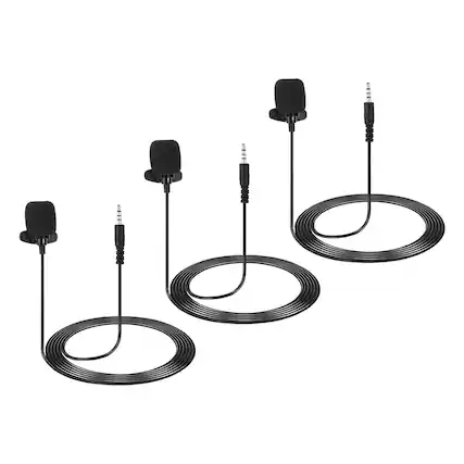Front. Unique Bargains - Lavalier Lapel Microphone 3.5mm Straight Stereo 4-Pole Condenser Mic 1.5m Wired Omnidirectional 3pcs - Black.
