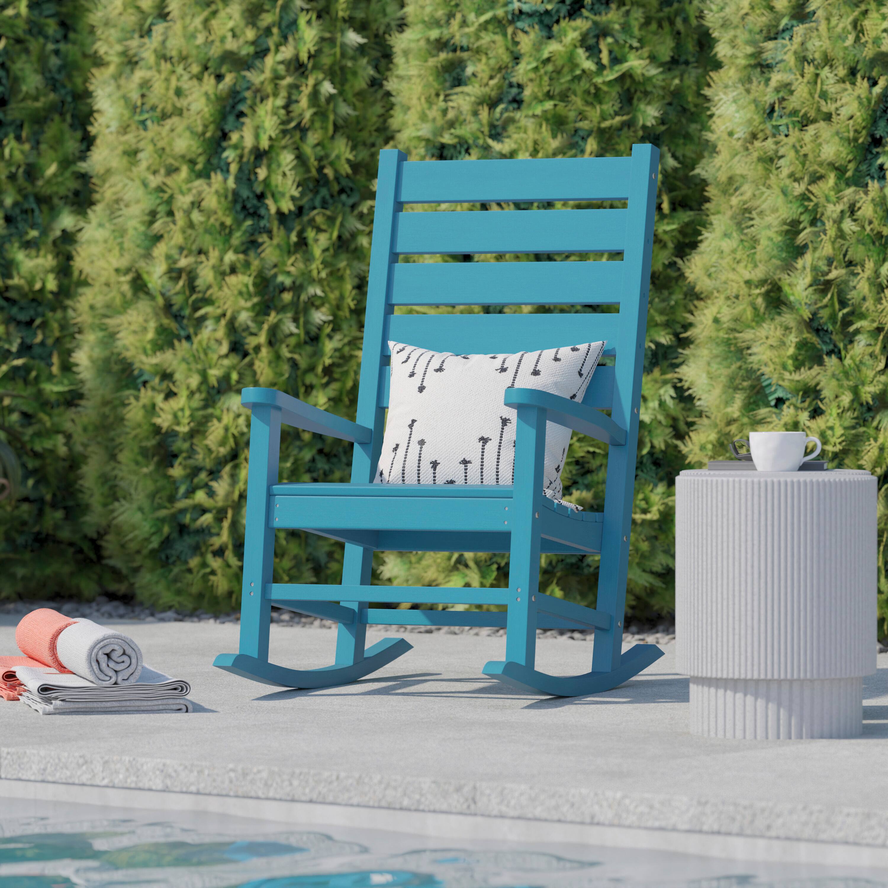 Alt View 3. Flash Furniture - Manchester Contemporary Rocking Chair, All-Weather HDPE Indoor/Outdoor Rocker in Blue - Blue.