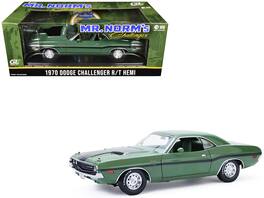 Greenlight - 1970 Dodge Challenger R/T Hemi F8 Green with Black Stripes and Green Interior "Mr. Norm's Challenger" 1/18 - Green and Black