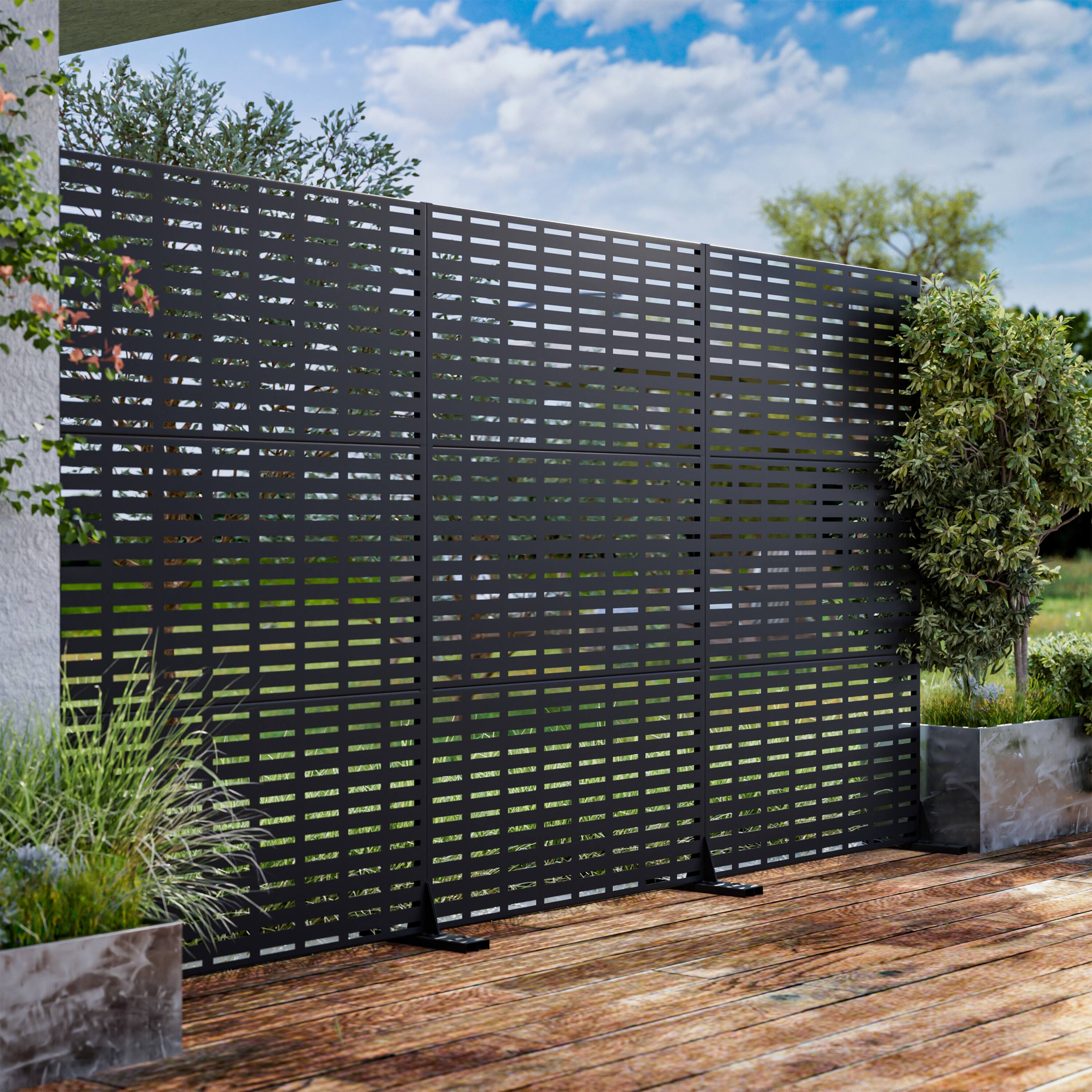 Alt View 4. PexFix - 72 in. x 47 in. Abraham Pattern Metal Outdoor Privacy Screen & Panels, Freestanding Garden Divider Fence - Black.