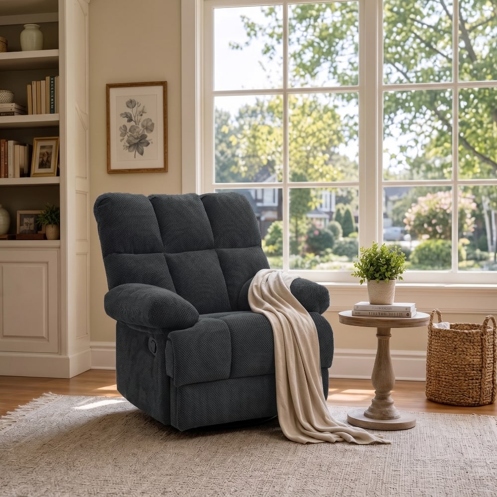 Ropilly - Manual Rocker Recliner Contemporary Chair - Dark Gray