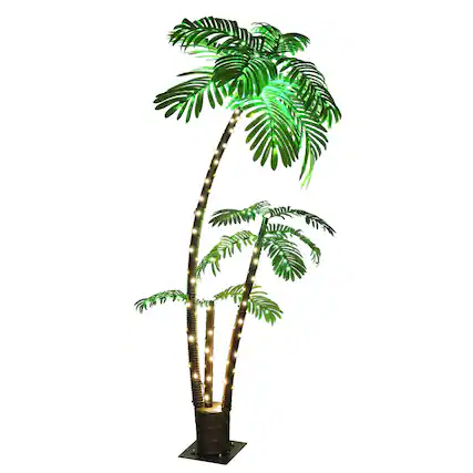 Front. Oumilen - 6FT LED Lighted Artificial Palm Tree - Tropical Decorative Tree for Poolside and Patio.