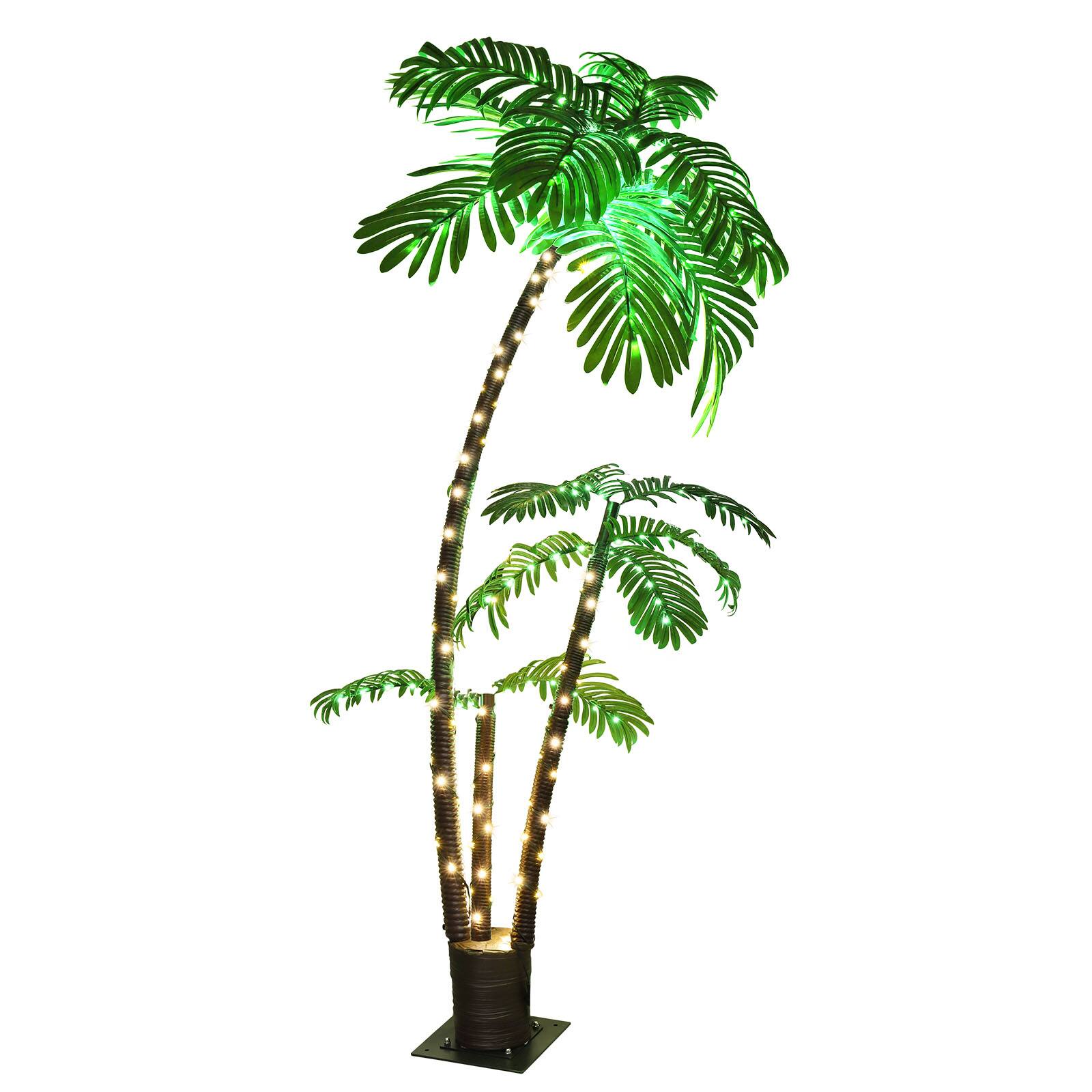 Front. Oumilen - 6FT LED Lighted Artificial Palm Tree - Tropical Decorative Tree for Poolside and Patio.