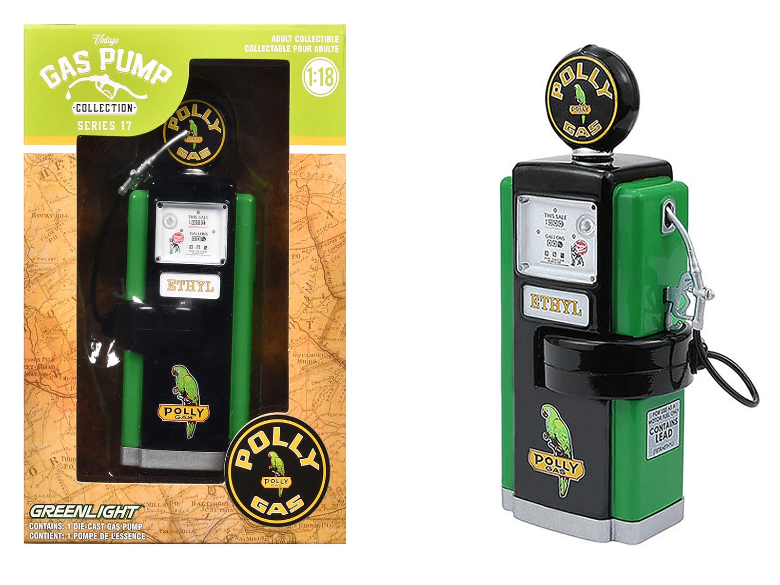 "1948 Wayne 100-A Gas Pump ""Polly Gas"" Black and Green ""Vintage Gas Pumps"" Series 17 1/18 Diecast Replica by Greenlight" price history on PriceWatchPro
