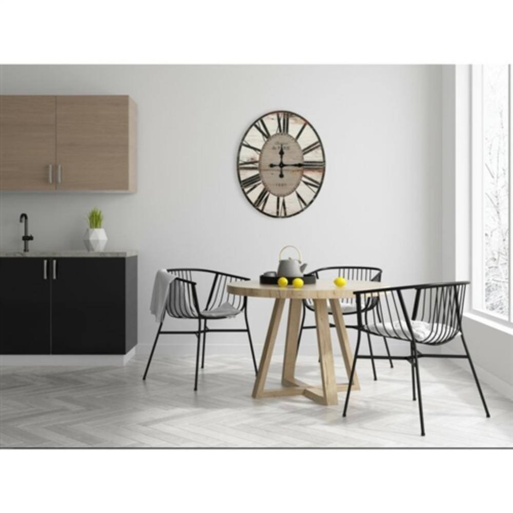 Alt View 2. Hivvago - Hivvago White Washed Oversized Distressed Paris Wood Wall Clock - White Washed.