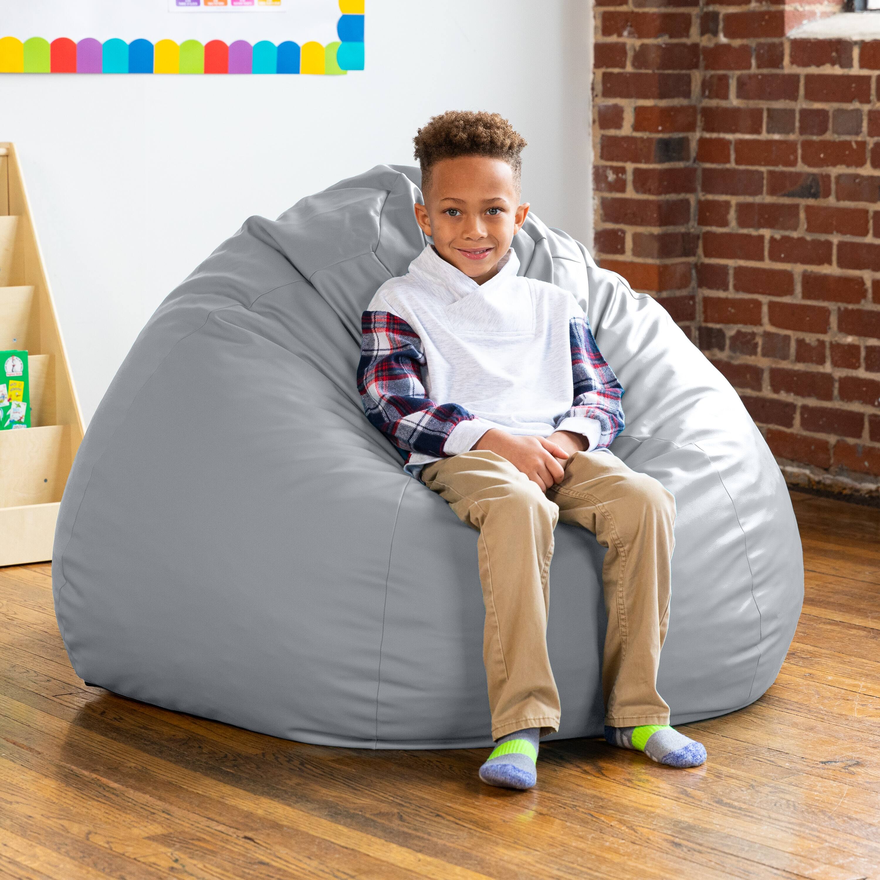 Alt View 1. Jaxx - Jaxx Gumdrop Commercial Grade Bean Bag for Educational Environments, Large Size - Premium Vinyl - Submarine Grey - Submarine Grey.