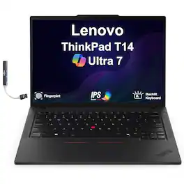 Lenovo - ThinkPad T14 Laptop 14.0 WUXGA Display (Ultra 7-255U, 64GB, 2TB SSD, Integrated Graphics, Win 11 Pro) w/USB Hub