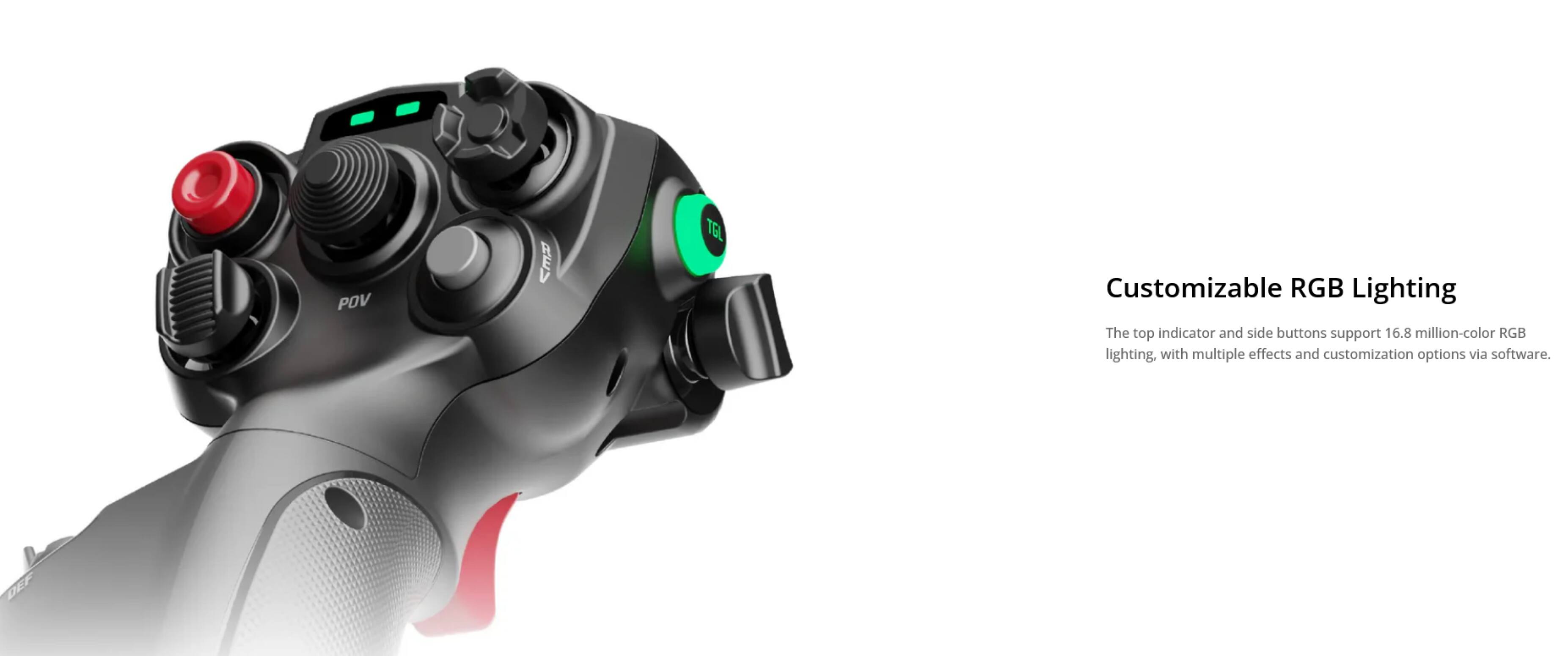 Customizable RGB Lighting

The top indicator and side buttons support 16.8 million-color RGB lighting, with multiple effects and customization options via software.