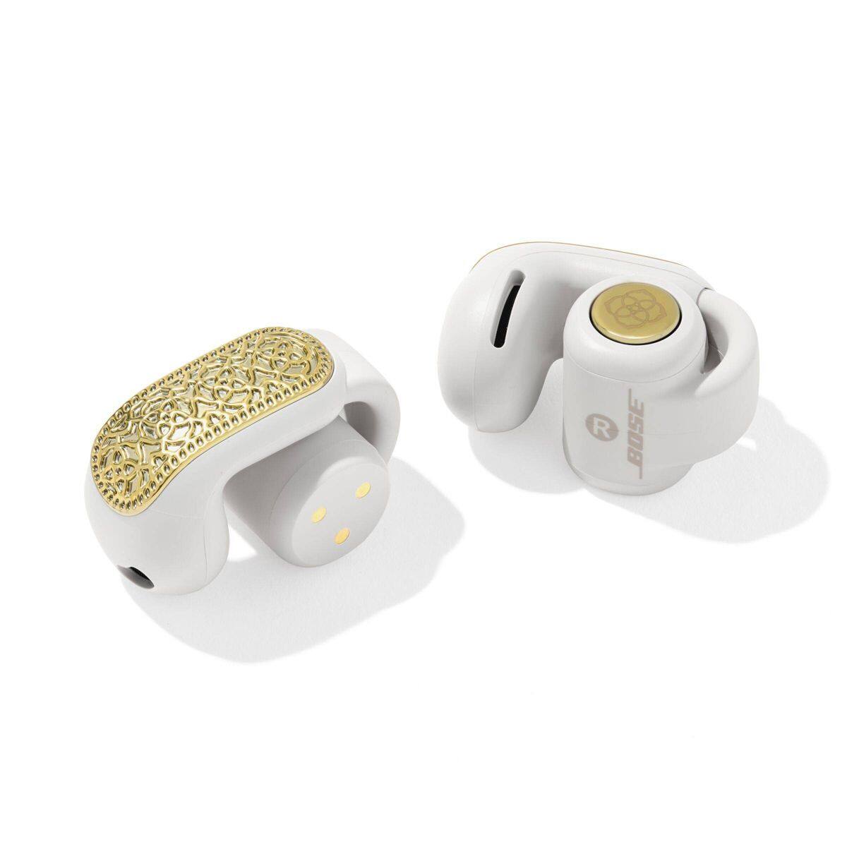 Angle. Bose - Bose x Kendra Scott Ultra Open Earbuds - Gold Filigree.