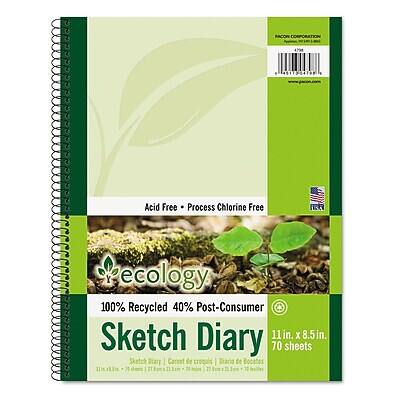 PACON CORPORATION

Acid Free • Process Chlorine Free

ecology
100% Recycled 40% Post-Consumer

Sketch Diary
11 in. x 8.5 in.
70 sheets

Sketch Diary
Carnet de croquis
Diario de Bocetos

11 in. x 8.5 in. (279 x 216 mm)
70 sheets (200 g/m²)
