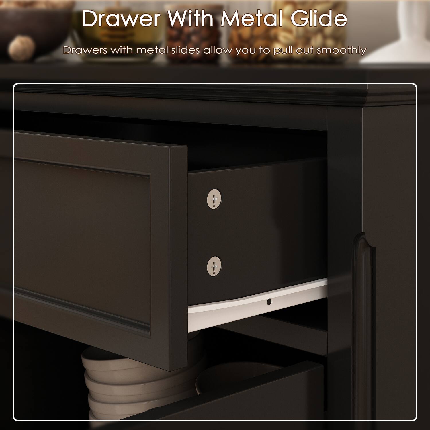 Drawer With Metal Glide
Drawers with metal slides allow you to pull out smoothly