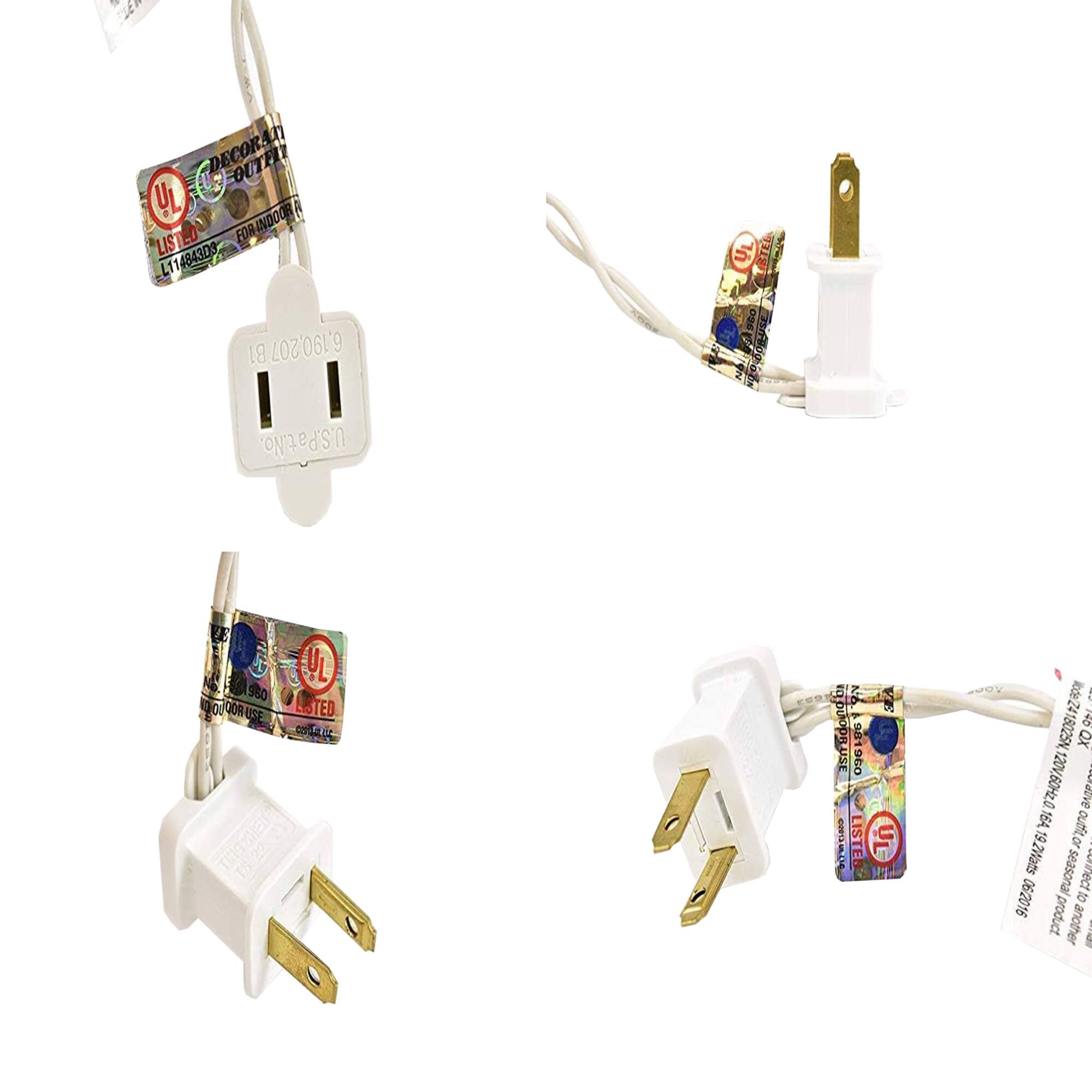 Sure, here is the corrected and grouped text from the image:

**Decorative Outlet**
- UL Listed
- L114843D3
- 6,190,207 U.S. Pat. No.
- UL TEL 02E
- M 580 950
- WO OOR USE LISTED
- C 9.V idonot USE
- 941 960 HWCM
- LISTER VL Rode Z4
- 24 6 18025N
- 120V, 60Hz
- 16A outlet or 19.2Wts seasonal
- 06/2016
- CAC10 product

**UL Listed**
- L114843D3
- FOR OUTDOOR USE
- 120V, 60Hz
- 16A
- 19.2W
- 06/2016

**UL Listed**
- L114843D3
- FOR OUTDOOR USE
- 120V