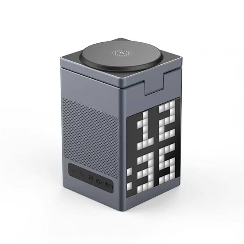 Front. Cluzine - 6-in-1 Multifunctional Magnetic Wireless Charger, Bluetooth Speaker Alarm Clock Desk Phone Stand for Watch.