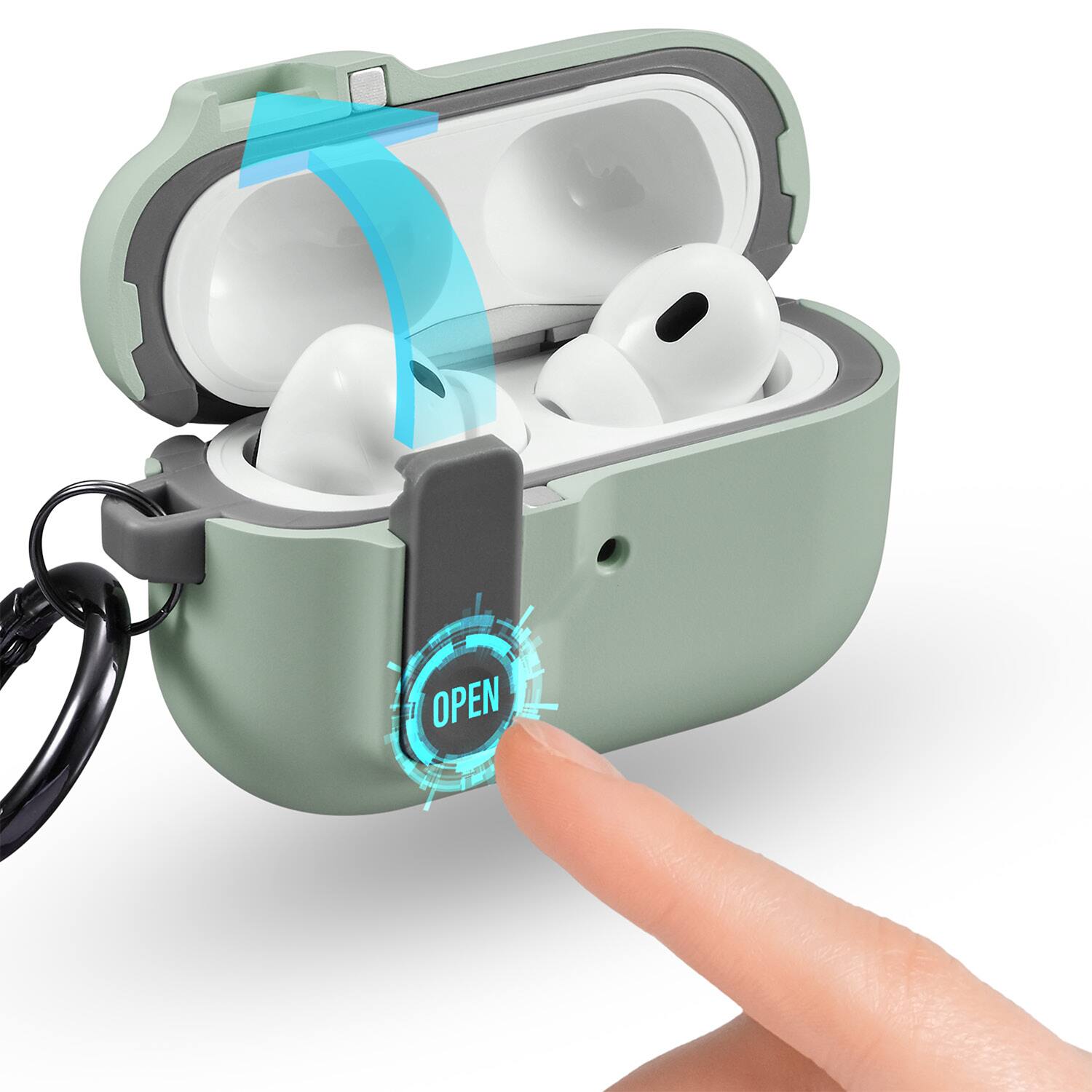 Alt View 6. Vena - For Apple Airpods Pro 2 Case Cover with Magsafe, Dual Layer Airpods Pro 2 Case 2nd Generation Auto Open Lock Green - Green.