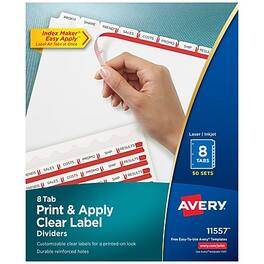 Avery - Index Maker Paper Dividers with Print & Apply Label Sheets, 8 Tabs, 50 Sets/Pack - White