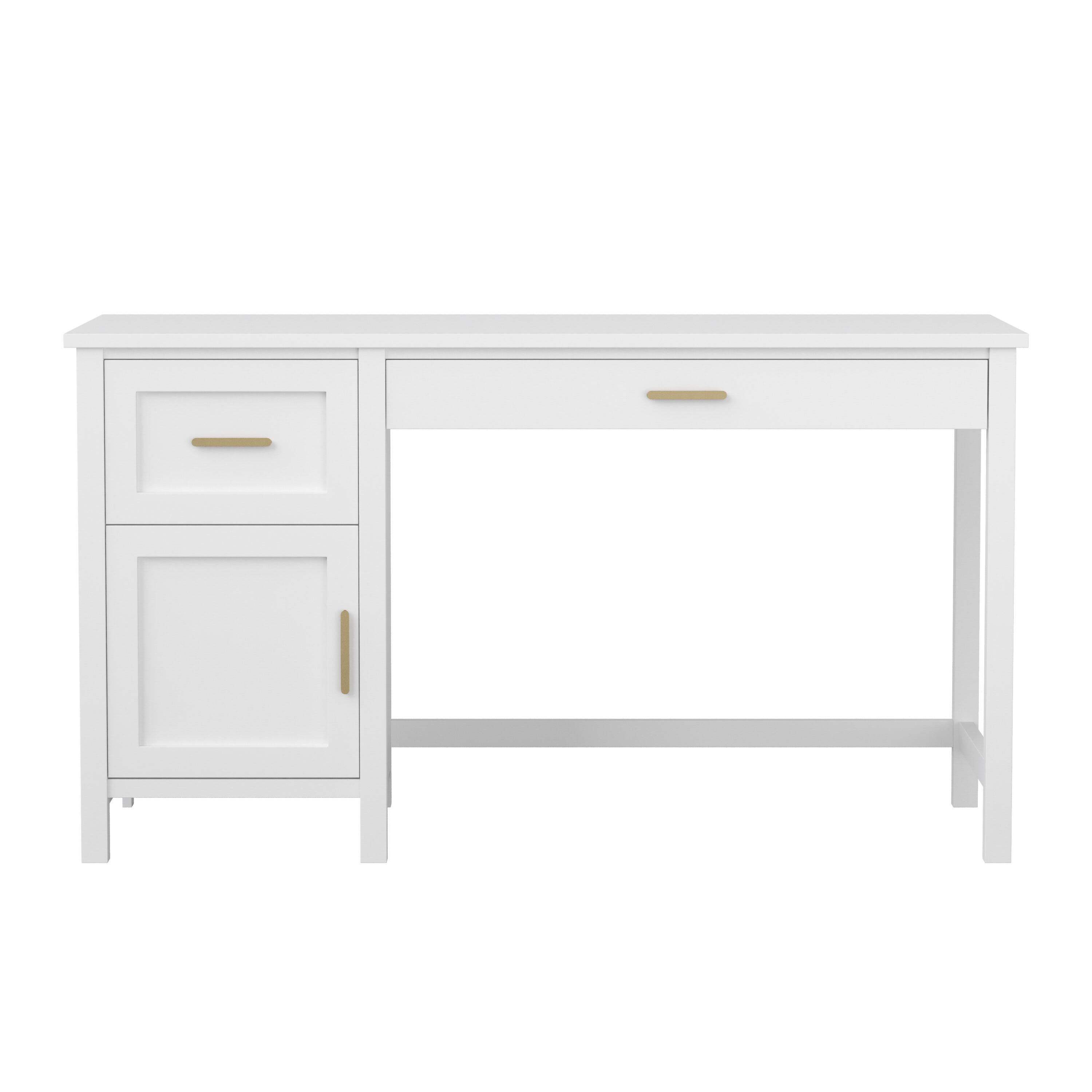 Alt View 20. Martha Stewart - Hutton White Shaker Style Home Office Desk with Storage - White Frame/Polished Brass Hardware.