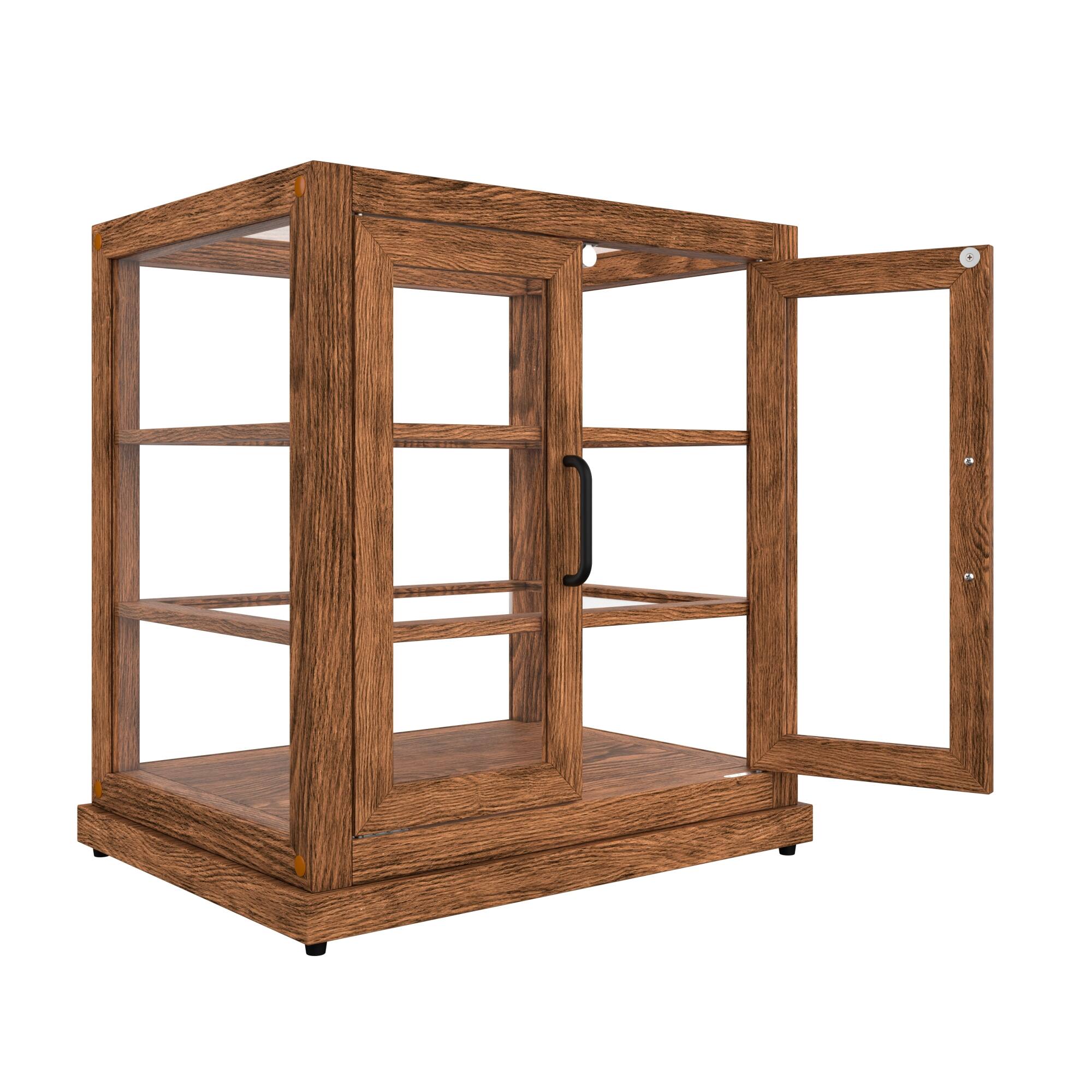 Alt View 5. Koolmore - 25 In. Artisan Wooden Bakery Display Upright Case, Dark color - Dark ash wood color.