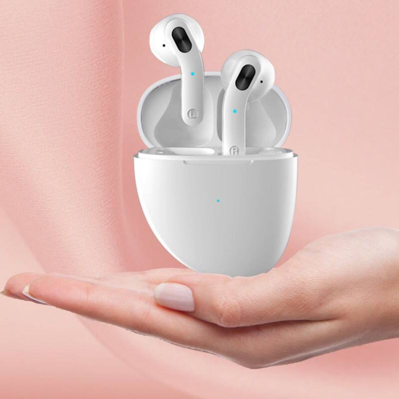 Back. SKRAN - Twin Bluetooth Headphones -True Wireless Earbuds with Marble Pebble Design,HD Stereo Sound,Noise Cancellation,Secure Fit - Black.