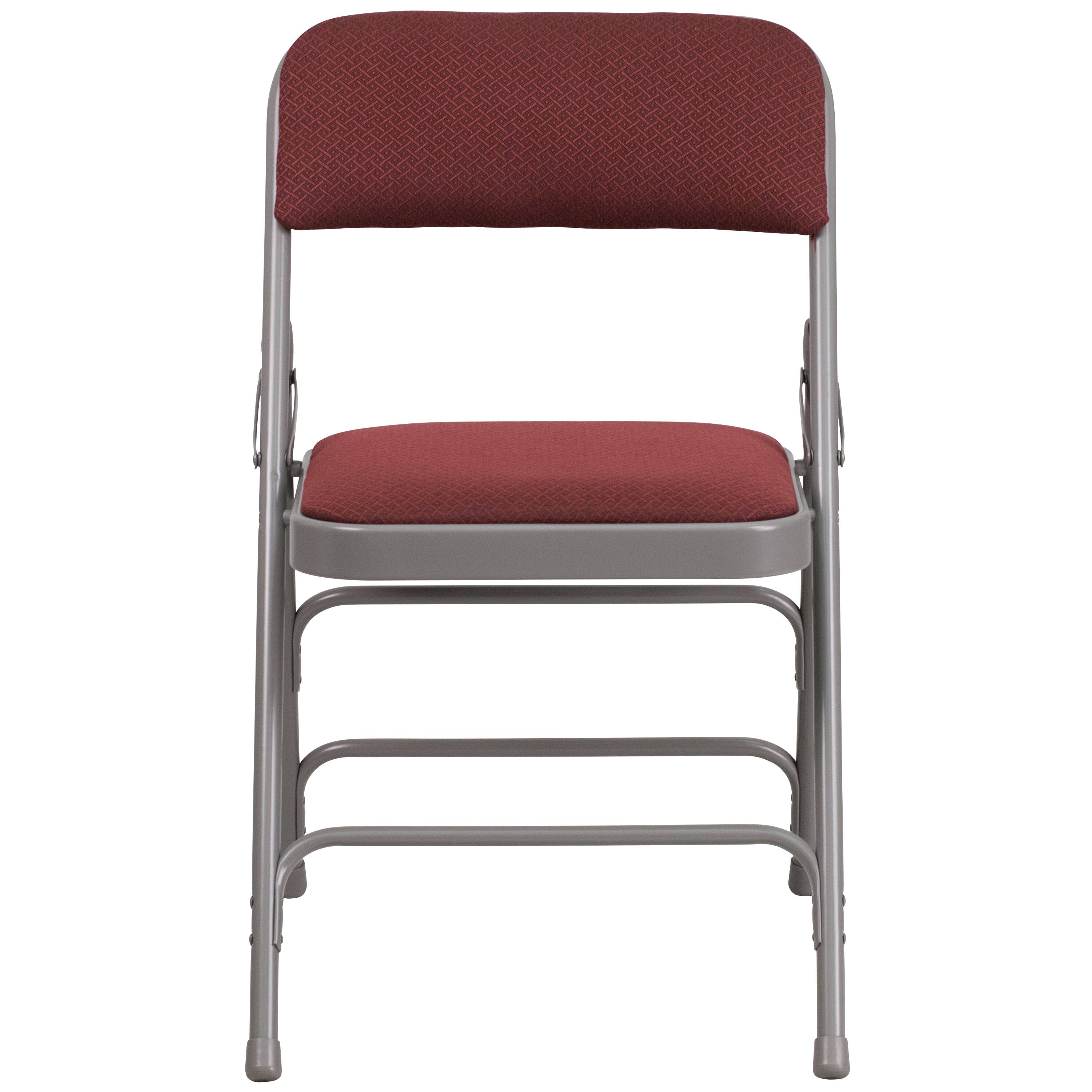 Alt View 8. Emma + Oliver - 2 Pack Home & Office Party Events Fabric Padded Metal Folding Chair - Burgundy Fabric/Grey Frame.