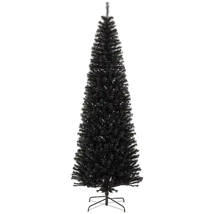 Front. Homcom - Pencil Christmas Tree, Unlit Artificial Christmas Tree Slim Douglas Fir Xmas Tree with Realistic Branches - Black.