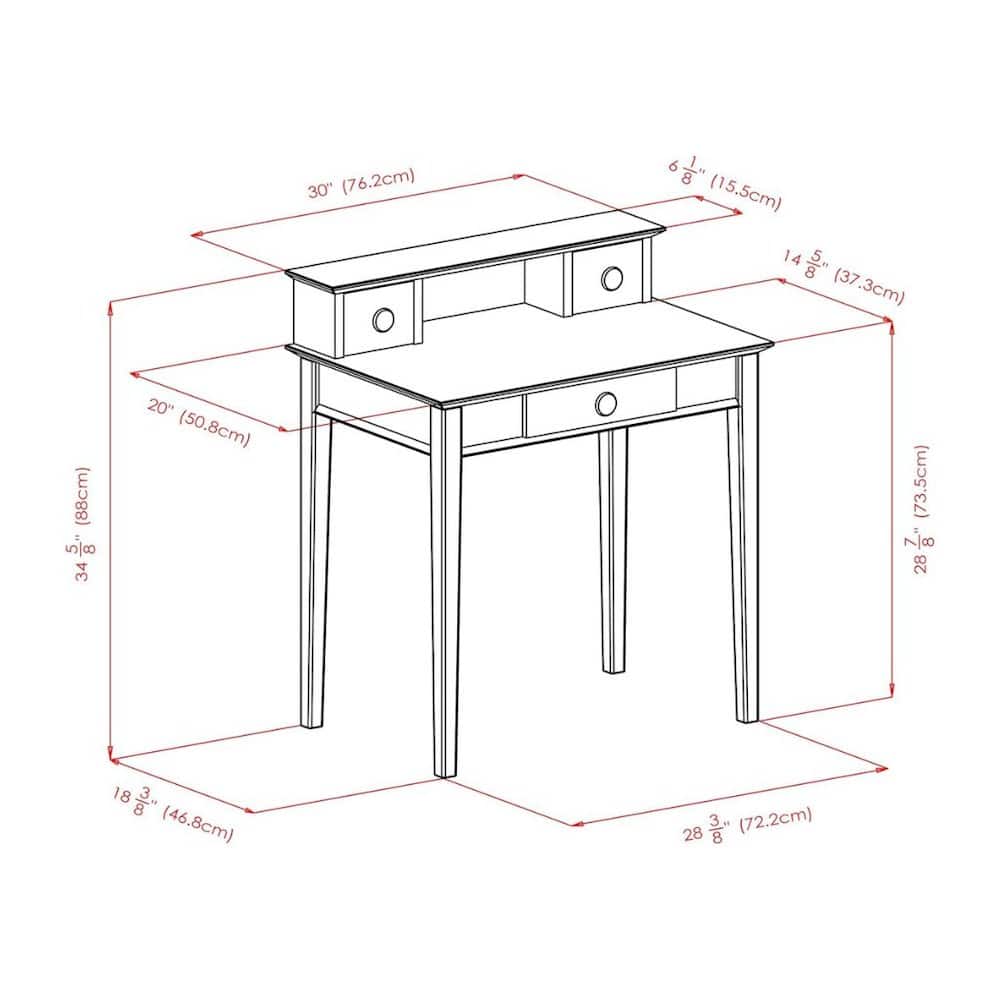 FurniFact - Solid Wood Computer Desk With Hutch, Brown Art Desk With Storage - Honey