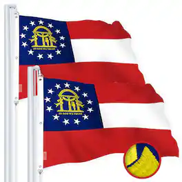 G128 - 2-Pack Georgia State Flag, 5 x 8 ft — Embroidered 220GSM Spun Polyester, Brass Grommets, Indoor/Outdoor - Assorted Colors