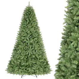 WELLFOR - 7.5ft Unlit Artificial Christmas Tree, Classic Spruce‑Style Hinged Xmas Tree with 2514 Dense Branch Tips - Green
