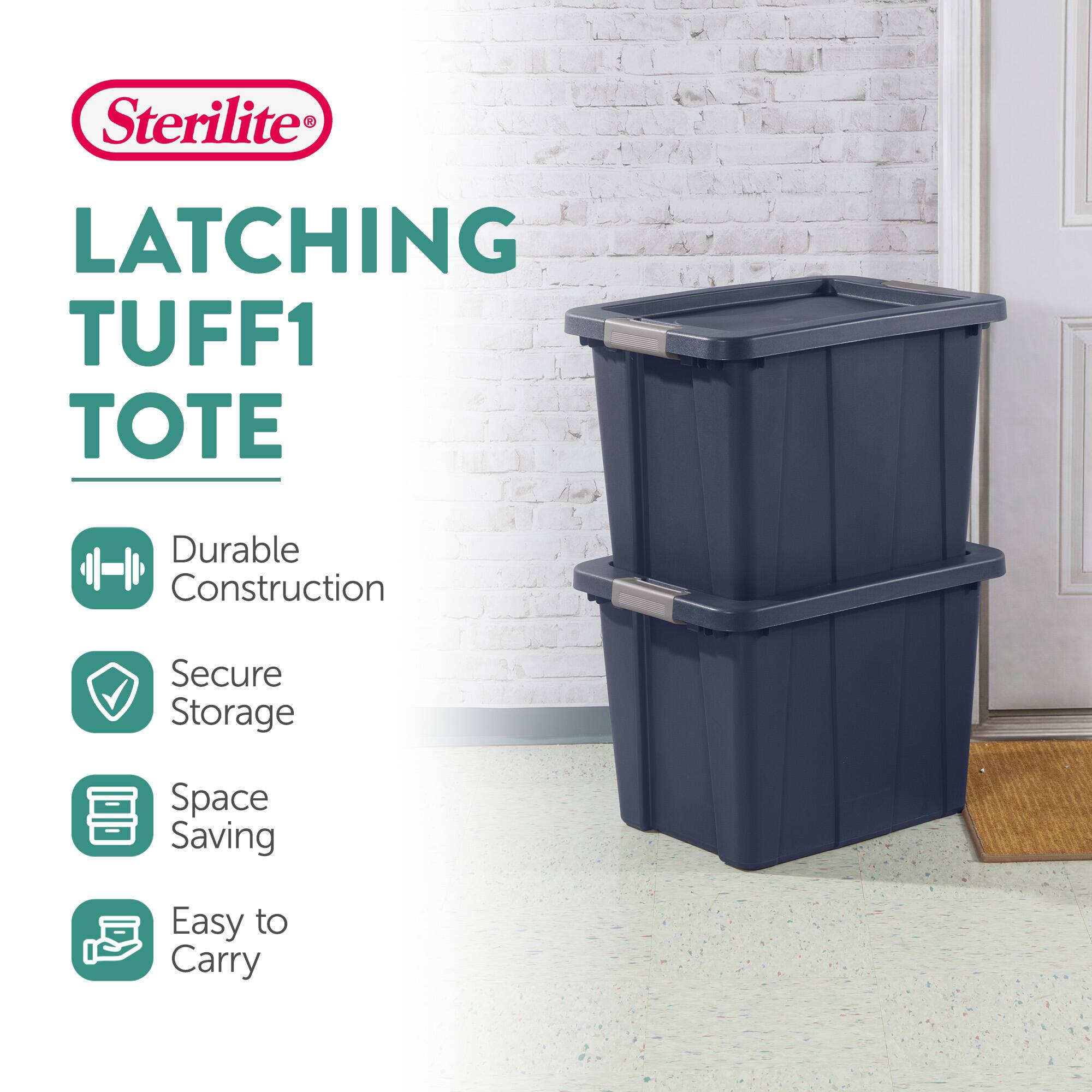 Sterilite®  
LATCHING TUFF1 TOTE  

- Durable Construction  
- Secure Storage  
- Space Saving  
- Easy to Carry