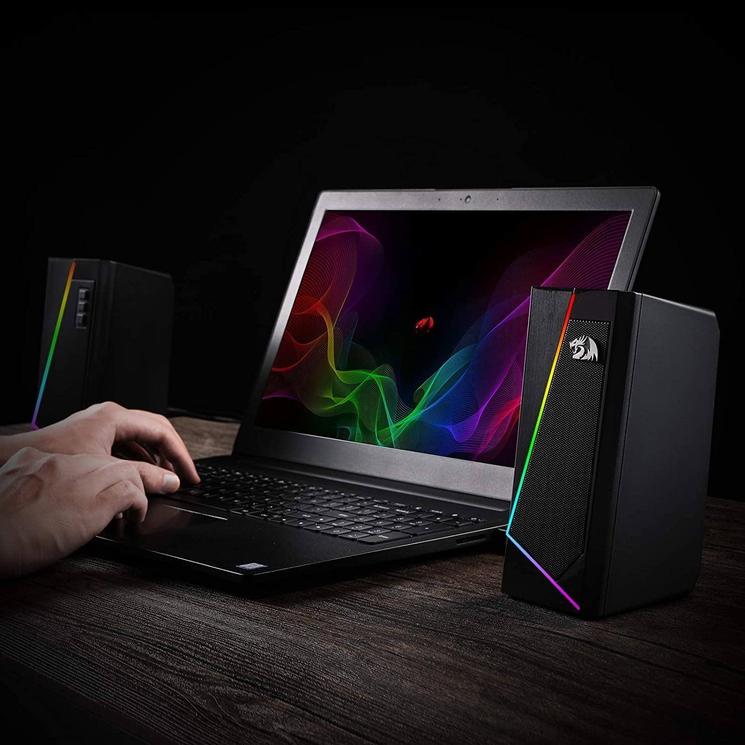 Alt View 6. Cozy Serene - Led Usb Gs520 Rgb Desktop Speakers 2.0 Pc Computer Stereo With 6 Colorful Led Modes Enhanced Sound And Easy-access - White.