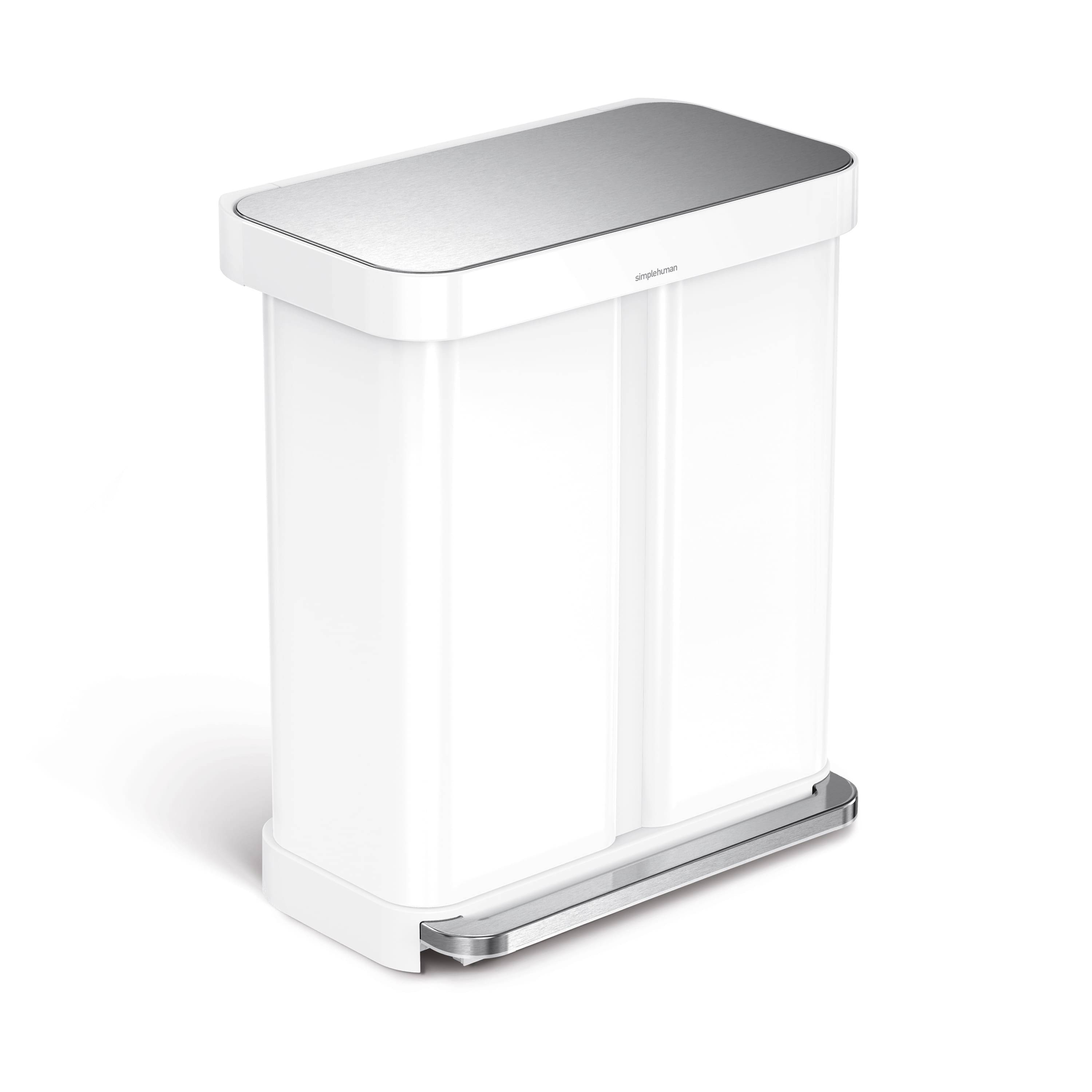 simplehuman 58L recycler rectangular step can, steel White CW2118
