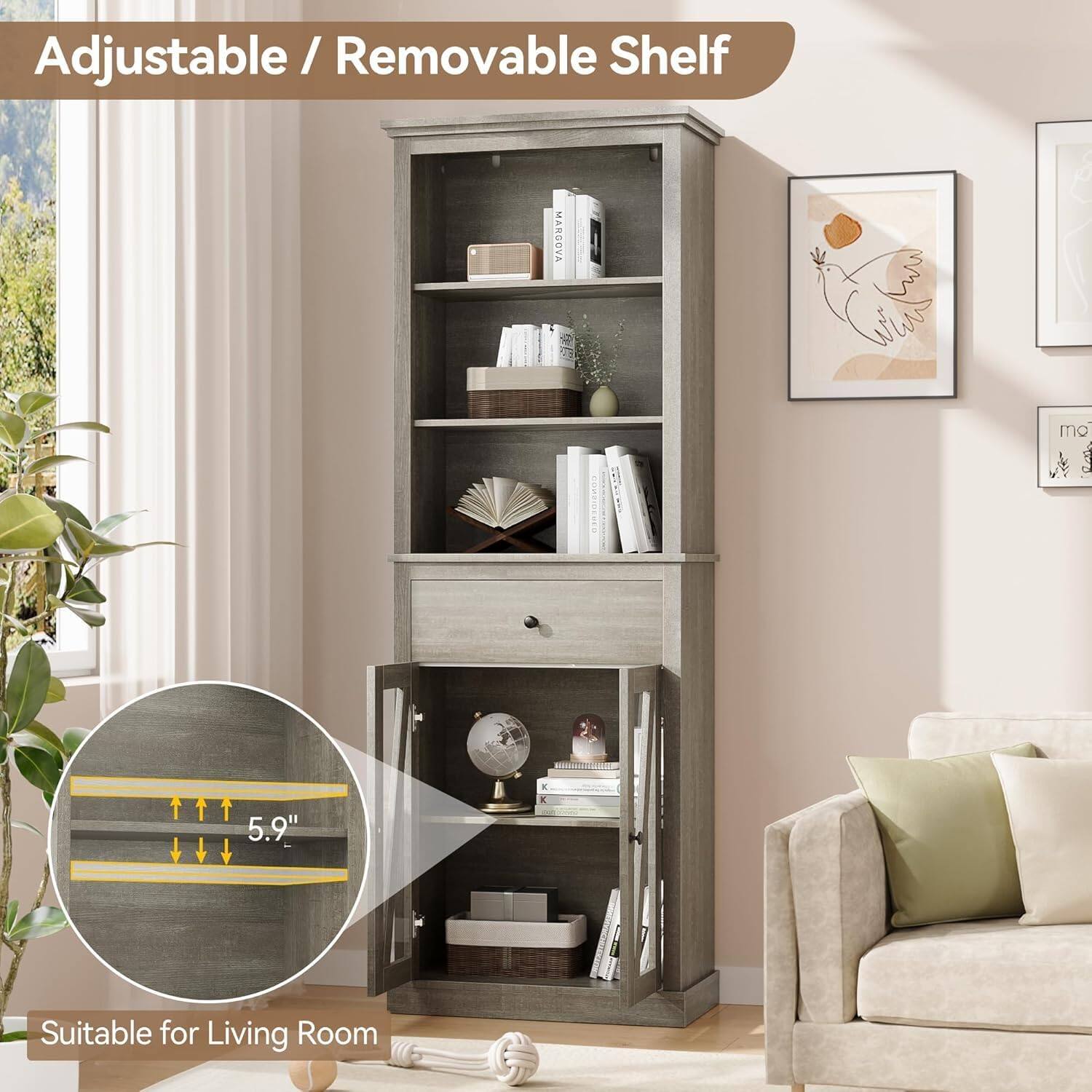 Adjustable / Removable Shelf

MARDOVA mo 5.9" 

Suitable for Living Room