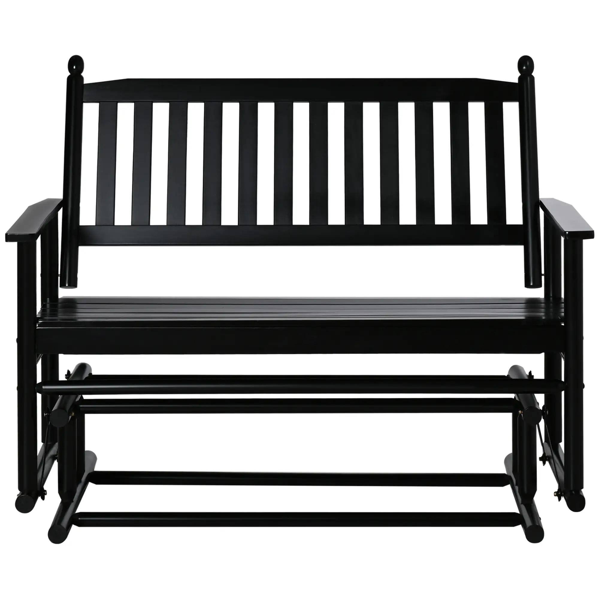 Angle. Resenkos - Resenkos Outdoor Glider Bench, Heavy Duty 2-Seater with High Back & Armrests, Patio Loveseat, Black - Black.
