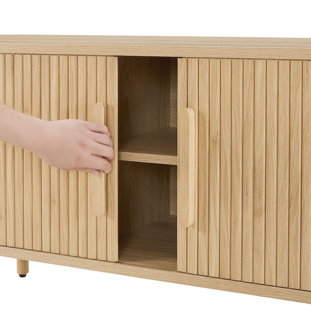 Angle. Crosley Furniture - Ambrose Record Player Cabinet With Vinyl Storage - Ash.