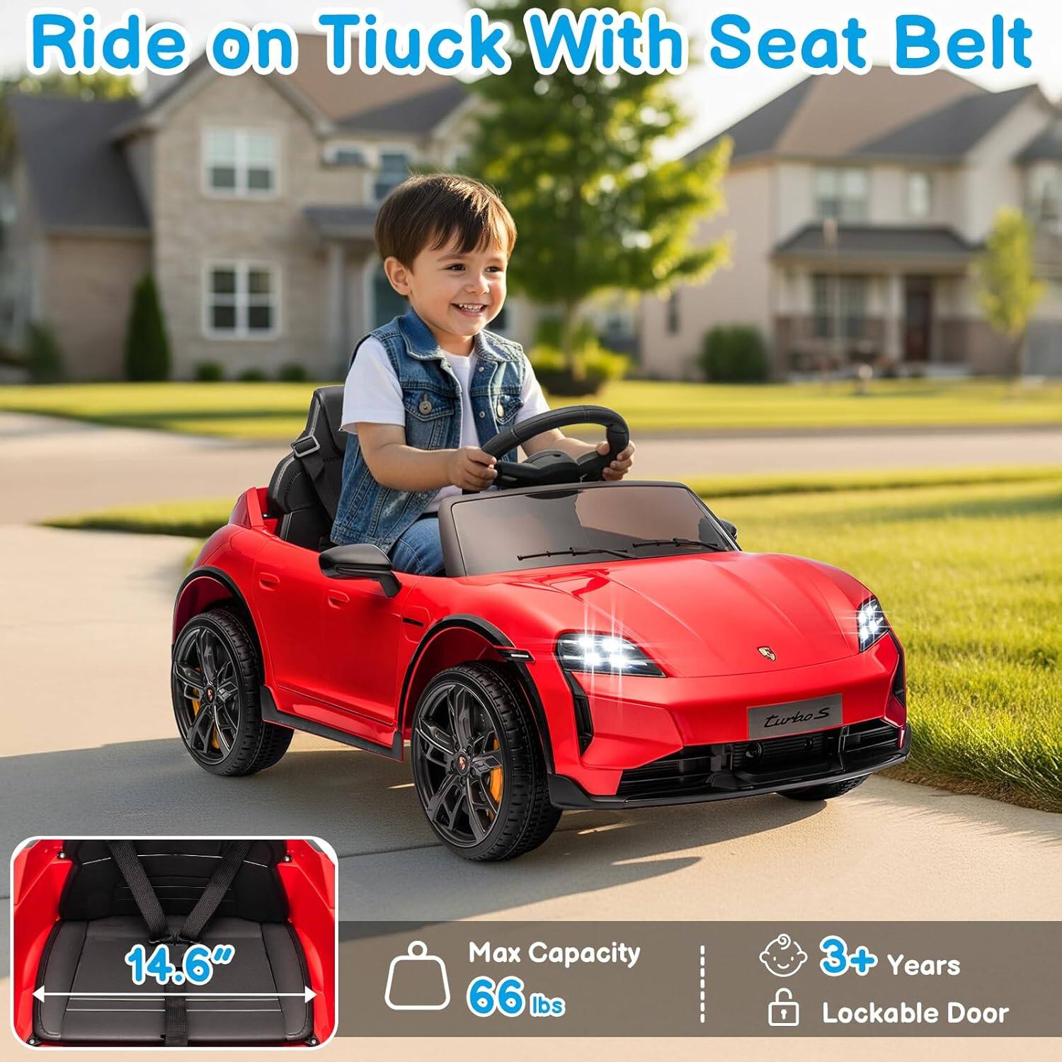 Ride on Tiuck With Seat Belt

- Seat Width: 14.6"
- Max Capacity: 66 lbs
- Age: 3+ Years
- Lockable Door