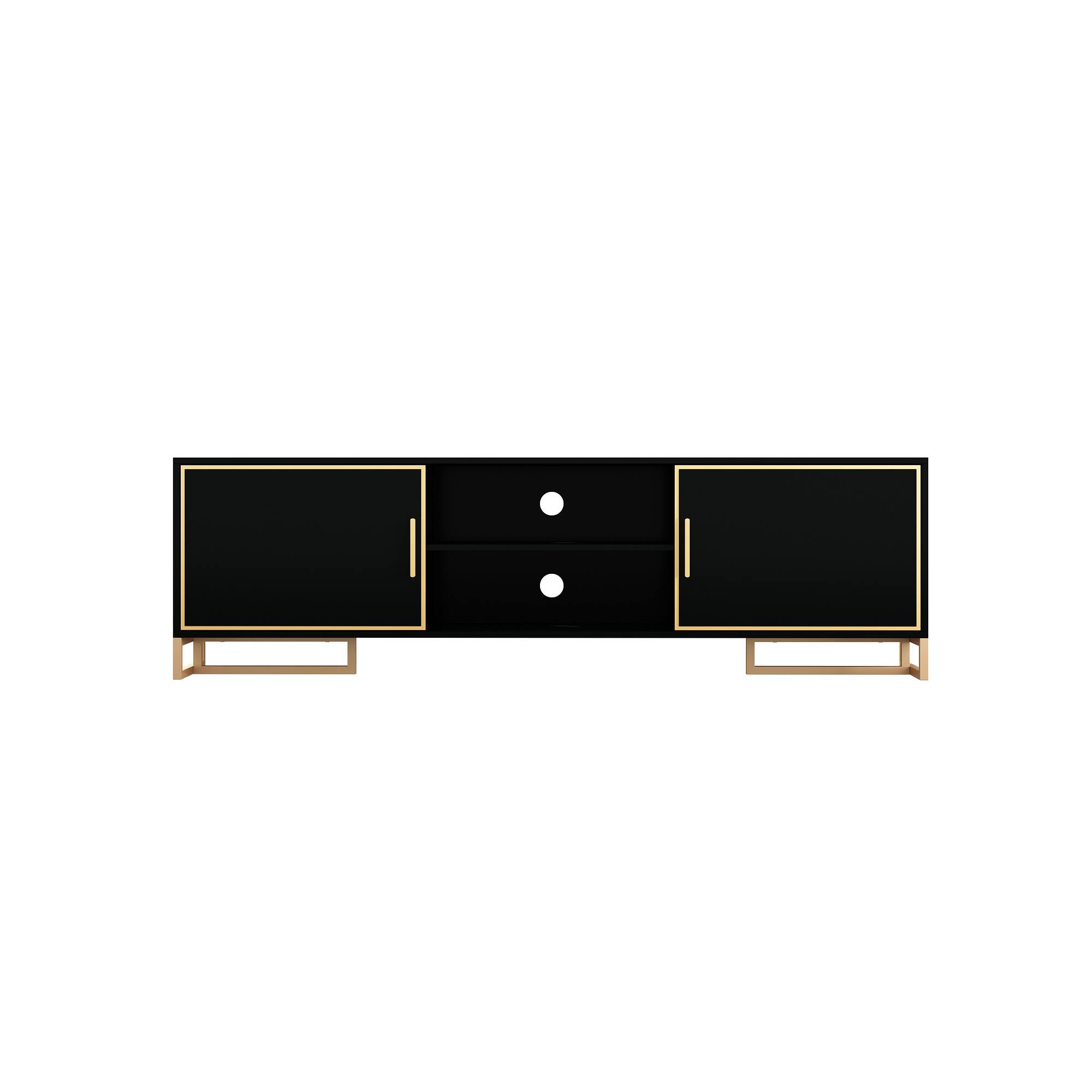 FUFU&GAGA - Gold TV Stand with Metal Legs – 65" TV Compatibility, Ample Storage & Modern Elegance - Black